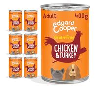 Edgard & Cooper Nourriture humide pour chiens adultes en conserve naturelle sans céréales pâté 400 g x 6 poulet et dinde frais, alimentation saine savoureuse et équilibrée, viande fraîche
