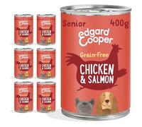 Edgard & Cooper Nourriture humide pour chiens seniors âgés boîtes de conserve naturelle sans céréales pâté 400 g x 6 poulet et saumon frais, alimentation saine et équilibrée, viande fraîche