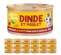Edgard & Cooper Pâté Pour Chat, Adulte, (Dinde & Poulet, 85g x 18), Patée Morceaux en Sauce pour Chat, Viande fraîche et protéines de qualité, Pâté pour chat stérilisé et actif