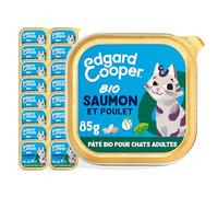Edgard & Cooper Pâté Pour Chat Biologique, (Saumon & Poulet bio, 85g x 16), Biologique, Viande et poisson frais et protéines de qualité, Vrais ingrédients pour chat, Pâté pour chat stérilisé et actif