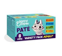 Edgard Cooper Paté pour Chat Multipack Poulet, Agneau, Saumon, Dinde 8 x 85 g, Nourriture Humide pour Chat, Multipack avec différentes Saveurs, ingrédients naturels et Viande fraîche