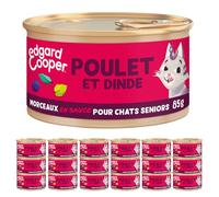 Edgard & Cooper Pâté Pour Chat, Senior, (Dinde & Poulet, 85g x 18), Patée Morceaux en Sauce pour Chat, Viande fraîche et protéines de qualité, Pâté pour chat stérilisé et actif