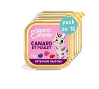 Edgard & Cooper Pâté pour Chaton, (Canard & Poulet, 85g x 16), Viande fraîche et protéines de qualité, Vrais ingrédients pour Chat, Pâté pour Chat stérilisé et Actif