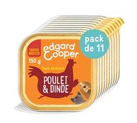 Edgard & Cooper Pâté Pour Chien, (Poulet & Dinde, 150g x 11), Sans Céréales, Viande fraîche et protéines de qualité, Vrais ingrédients pour chiens, Hypoallergénique, Sans sucres ajoutés