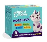 Edgard & Cooper pâtée chat en sauce Multipack 4 saveurs (8 x 85g, Poulet/Saumon/Dinde/Agneau), pour chats stérilisés ou actifs, ingrédients naturels