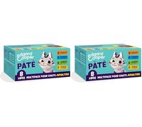 Edgard & Cooper Pâtée pour Chat, Multipack, (Poulet/Saumon/Dinde/Agneau 8 x 85g), pour Chats stérilisés ou Actifs, Viande fraîche avec ingrédients naturels (Lot de 2)