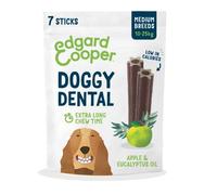 Edgard & Cooper Snack pour Chien bâton dentaires Naturel 7 bâtons à mâcher, hygiène Dentaire, Temps de Mastication Longue, haleine fraîche (Pomme et Eucalyptus, Moyen)