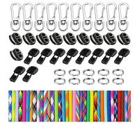 EDGEAM 50Pcs Ensemble Paracorde Porte-clés Kit Corde de Parachute Bricolage Trousse de Survie Paracord Pendentif Longe Bande