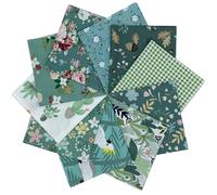 EDGEAM Lot de 10 Tissus Coton Couture 25x25cm Multicolores Tissu Patchwork pour DIY Couture Artisanat (Vert A)