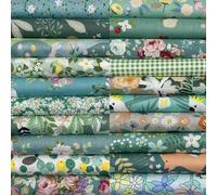EDGEAM Lot de 20 Tissus en Coton 25x25 cm Tissus Couture Textiles Multicolores Tissu Coton pour Patchwork DIY Couture Artisanat (Vert)