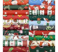 EDGEAM Lot de 20 Tissus en Coton 25x25 cm Tissus Couture Textiles Multicolores Tissu Coton pour Patchwork DIY Couture Artisanat (Motifs de Noël)