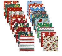EDGEAM Lot de 20 Tissus en Coton à Coudre - 25 x 25 cm - Pour Patchwork, Décoration de Noël, Matelassage, Bricolage, Artisanat, Scrapbooking