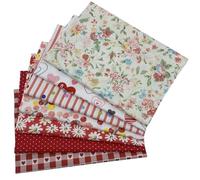 EDGEAM Lot de 7 Tissus en Coton 50x45 cm Couture Tissu Coton pour Patchwork DIY Couture Artisanat (Rouge)