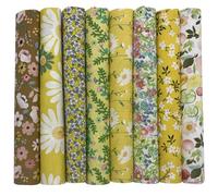 EDGEAM Lot de 8 Tissus Couture 50 x 50 cm Tissu Coton Textiles Multicolores Tissus au Metre Patchwork pour DIY Couture Artisanat (Jaune, 50 x 50 cm)