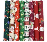 EDGEAM Lot de 8 Tissus Couture 50 x 50 cm Tissu Coton Textiles Multicolores Tissus au Metre Patchwork pour DIY Couture Artisanat (Couleurs de Noël, 50 x 50 cm)
