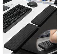 EdgeRest, Lot de 2 repose-poignets en forme de L en cuir noir, repose-poignet en forme de L, clavier en mousse à mémoire de forme, repose-poignet et coude pour bord de bureau