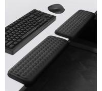 EdgeRest Lot de 2 tapis de souris en forme de L avec repose-main, coudière pour bureau, coussin en mousse à mémoire de forme pour bord de table, repose-poignet souris (2 noir)