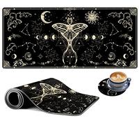EDGFRTOIO Grand tapis de souris de jeu, motif papillon de sorcière, phase de lune, tapis de souris pour ordinateur de bureau, tapis de souris XXL étendu, 90,2 x 40 cm avec bords cousus antidérapant