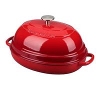 EDGING CASTING Cocotte ovale en fonte émaillée avec couvercle, pour la cuisson du pain au levain, 6 L, rouge