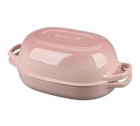 EDGING CASTING Cocotte ovale en fonte émaillée avec couvercle pour la cuisson du pain, four à pain pour la cuisson du pain au levain maison, 7 l, rose