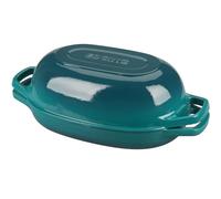 EDGING CASTING Cocotte ovale en fonte émaillée avec couvercle pour la cuisson du pain, four à pain pour la cuisson du pain au levain fait maison, 5 l, cyan foncé