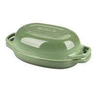 EDGING CASTING Cocotte ovale en fonte émaillée avec couvercle pour la cuisson du pain, four à pain pour la cuisson du pain au levain fait maison, 5 l, vert pistache