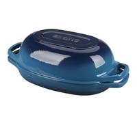 EDGING CASTING Cocotte ovale en fonte émaillée avec couvercle pour la cuisson du pain, four à pain pour la cuisson du pain au levain fait maison, 5 l, bleu lac