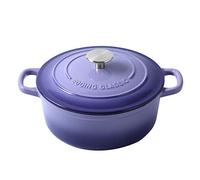 EDGING CASTING Cocotte ronde en fonte émaillée de 5,2 l avec couvercle, double poignée pour la cuisson du pain, violet