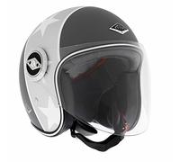EDGUARD EDROLLM Casque Jet Moto Dirt Ed, Black n'Roll, Noir/Gris Matt, M/57-58 cm