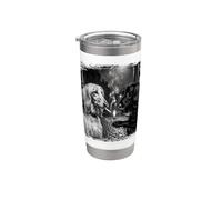 Edgy Afghan Hounds fume un chien noir et blanc Gobelet isotherme en acier inoxydable double paroi