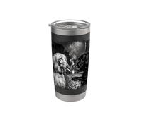 Edgy Afghan Hounds fume un chien noir et blanc Gobelet isotherme en acier inoxydable double paroi