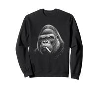 Edgy Gorilla Smoking Cigarette Gravure Style Primate Art Sweatshirt