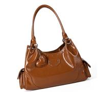 Edgy Moto Styles Sac à Bandoulière avec Poignée Amour Design Mode Coréen Pratique PU Cuir Plusieurs Poches Sweetheart Poignée Underarm, marron, One Size