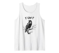 Edgy Raven sur Branche F-CAW-F Texte Gothique Corbeau Oiseau Oiseau Débardeur