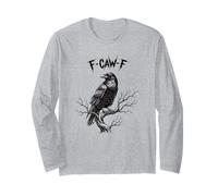Edgy Raven sur Branche F-CAW-F Texte Gothique Corbeau Oiseau Oiseau Manche Longue