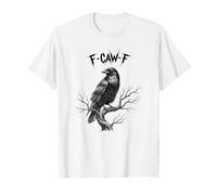Edgy Raven sur Branche F-CAW-F Texte Gothique Corbeau Oiseau Oiseau T-Shirt