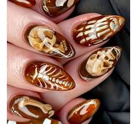 Edgy Skull Faux Ongles Gothique Halloween ABS Presse Sur Application Rapide Accessoire De Fête 24pcs Skull Press On Nail