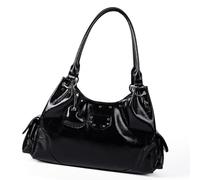 Edgy Style Moto Style Sac à bandoulière avec poignée d'amour Design tendance coréen Pratique en cuir PU Plusieurs poches Élégant Sac à bandoulière quotidien, Noir , One Size