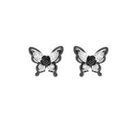 Edgy Sweet-gunmetal Papillon Boucles D'oreilles Pour Les Femmes, 3A Zircone Cuivre Boucles D'oreilles, Vintage Rétro Délicate Oreille Bijoux, Hypoallergénique Léger 6.3g, 14x17mm