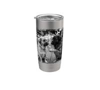 Edgy Urban Leonberger Dogs Scène de rue noire et blanche Gobelet isotherme en acier inoxydable double paroi