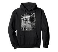 Edgy Urban Leonberger Dogs Scène de Rue Noire et Blanche Sweat à Capuche