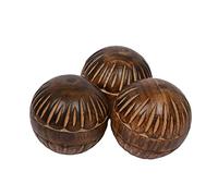 EDHAS Lot de 3 boules rondes décoratives en bois de manguier pour centre de table ou usage individuel, idéal pour une utilisation dans un plateau, un bol ou un panier