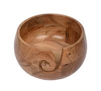 EDHAS Support pour bol en bois d'acacia | Fait à la main avec trous | Accessoire de rangement pour laine/fil (17,78 cm x 17,78 cm x 10,16 cm)