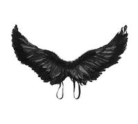 Edhomenn - Ailes d'ange de luxe avec plumes et sangles élastiques - Accessoire de costume d'Halloween pour adultes, 02 Noir, Taille unique