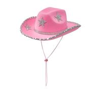 Edhomenn Chapeau de cowboy pour femme avec bordure en plumes duveteuses - Accessoire de fête (03 rose, taille unique)