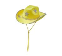 Edhomenn Chapeau de cowboy pour femme avec bordure en plumes duveteuses - Accessoire de fête (04 jaune, taille unique)