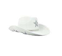Edhomenn Chapeau de cowboy pour femme avec bordure en plumes duveteuses - Accessoire de fête (05 blanc, taille unique)