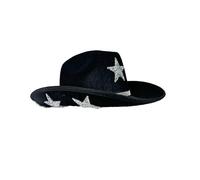Edhomenn Chapeau de cowboy pour femme avec bordure en plumes duveteuses - Accessoire de fête (05 noir, taille unique)