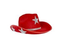 Edhomenn Chapeau de cowboy pour femme avec bordure en plumes duveteuses - Accessoire de fête (05 rouge, taille unique)