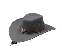 Edhomenn Chapeau de cowboy pour femme avec bordure en plumes duveteuses - Accessoire de fête (09 gris, taille unique)